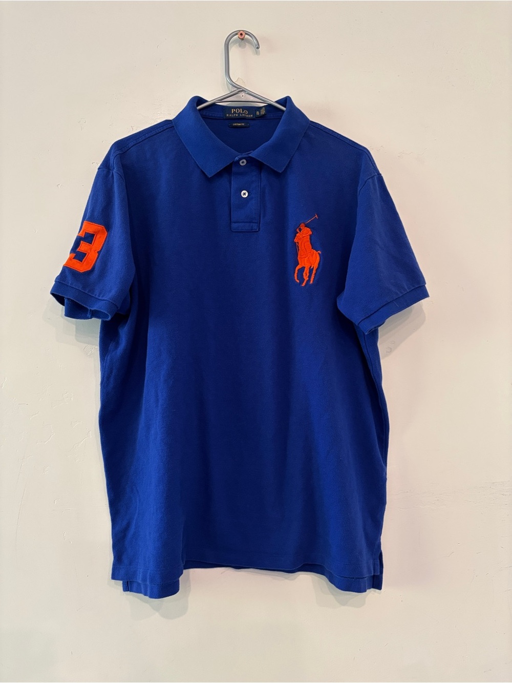 Polo Ralph Lauren Big Pony Shirt Size XLarge Blue Orange #3 Custom Fit Golf